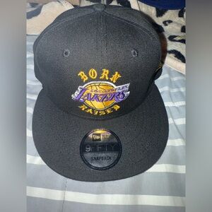 Born x Raised Lakers Hat with Yellow and Purple Embroidery